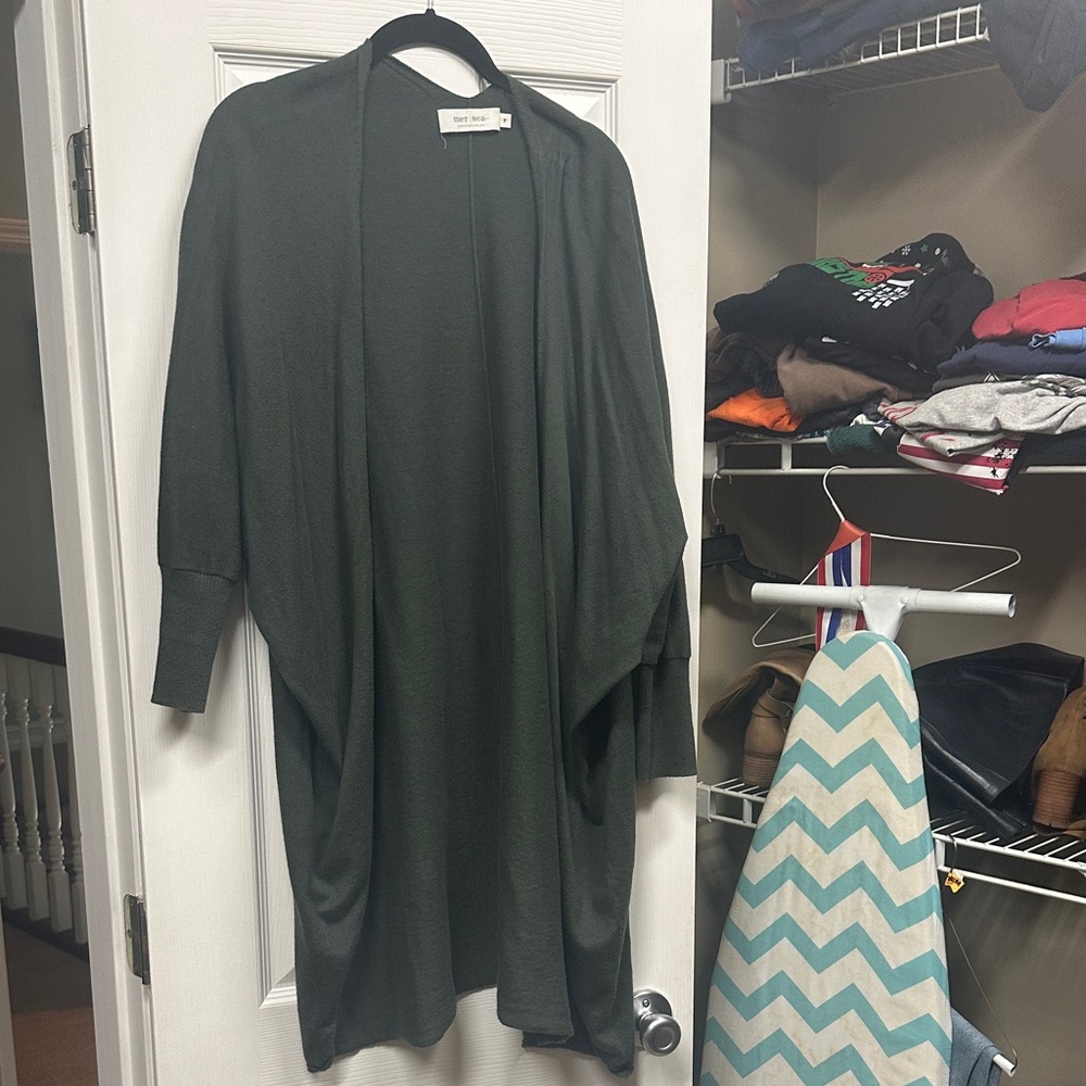 Open-Front Dark Green Women’s Sweater Cardigan